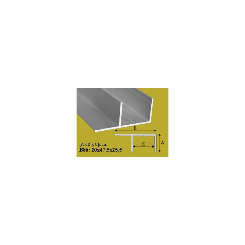 Profilis 20x47,50mm. L-200cm. aliuminis EFFECTOR F B86