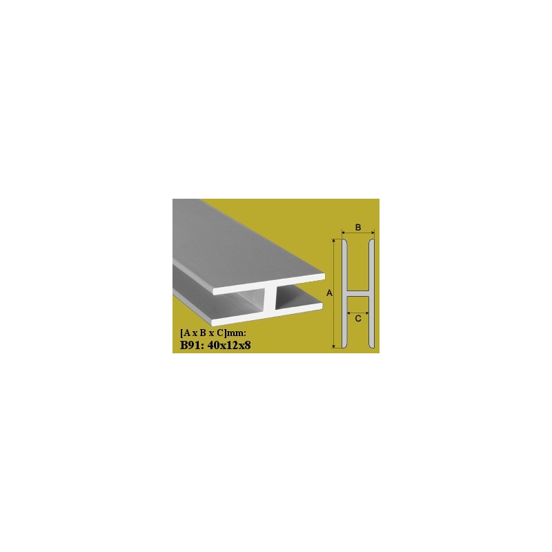 Profilis 40x12mm. L-200cm. aliuminis EFFECTOR H B91