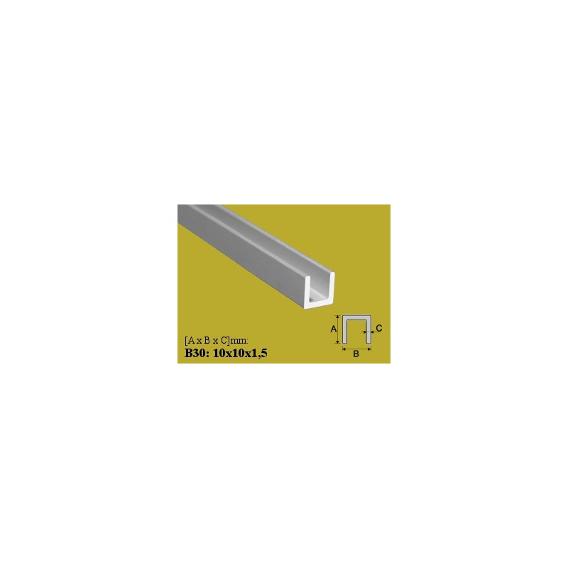 Profilis 10x10x1,5mm. L-100cm. aliuminis EFFECTOR U B30