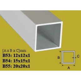 Profilis 15x15mm. L-100cm. aliuminis, vamzdis kvadratinis EFFECTOR B54