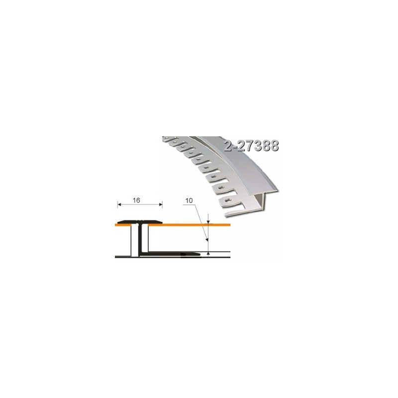 Profilis 16x10mm. 2,5m. lankstomas, aliuminis-ąžuolas ZICZAC 2-27388