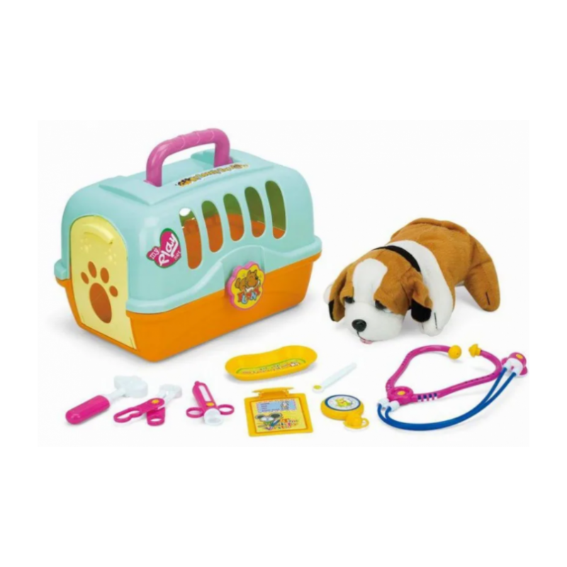 Žaislinis šunų narvas su veterinariniais įrankiais T20070