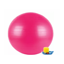 Rožinis gimnastikos kamuolys su pompa 75 cm. L20076