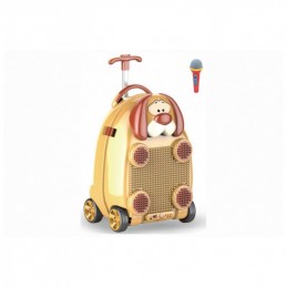 Vaikiškas lagaminas - kolonėlė su mikrofonu, ratukais ir rankena